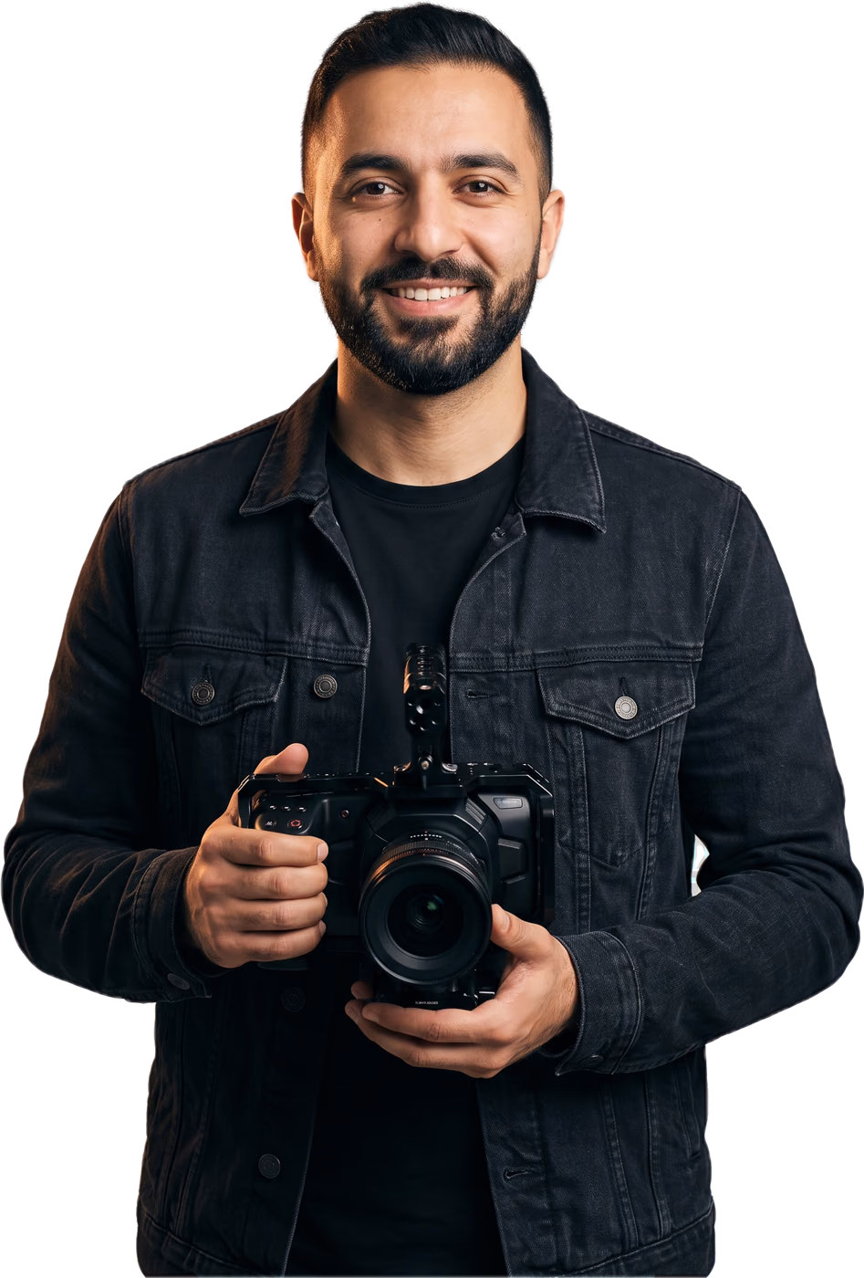 Video director holding a cinema camera