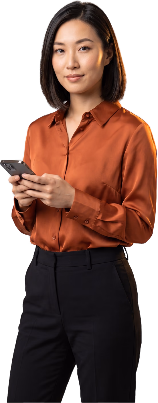 Marketing strategist holding a phone
