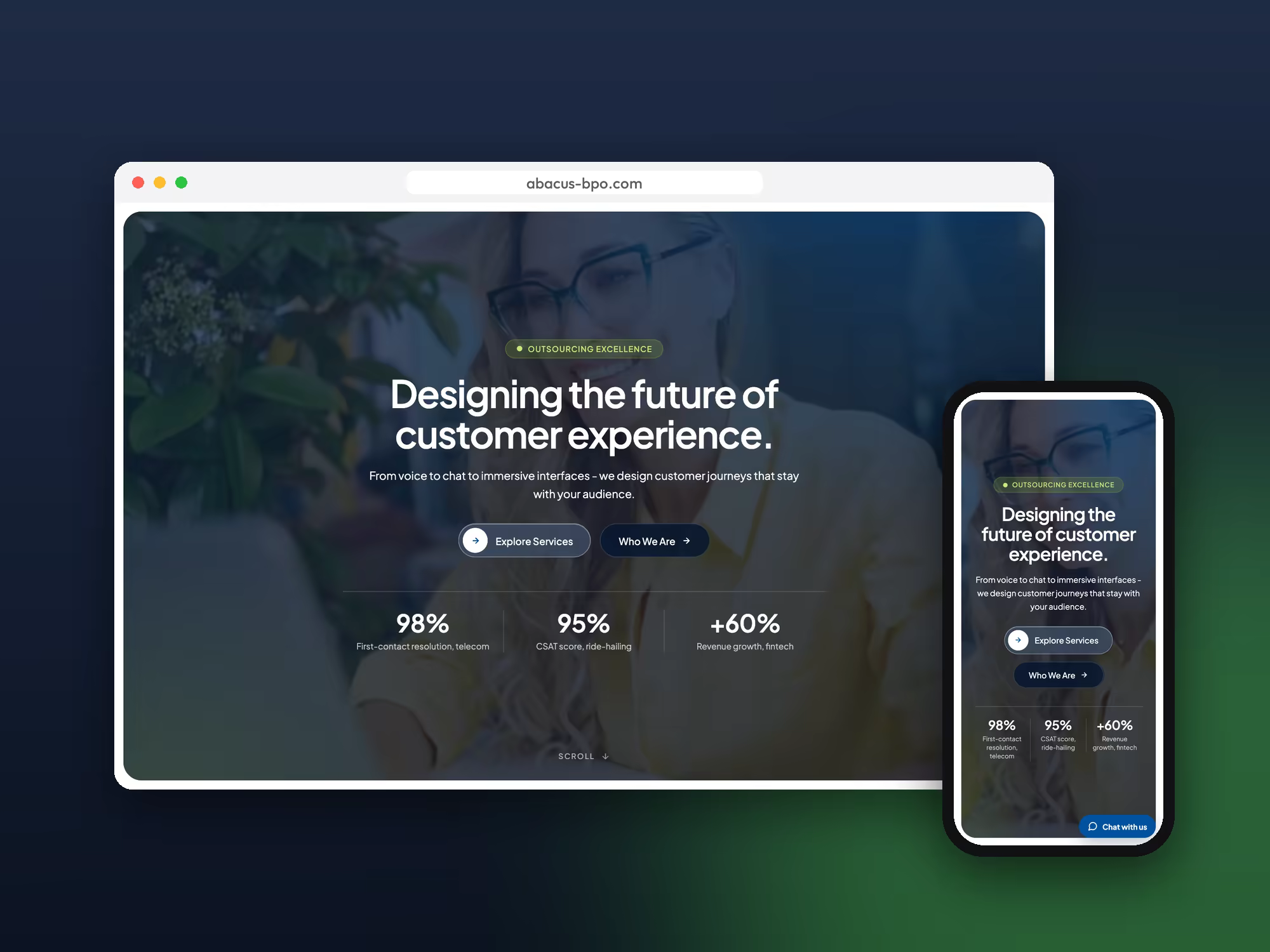 Abacus BPO website on desktop and mobile
